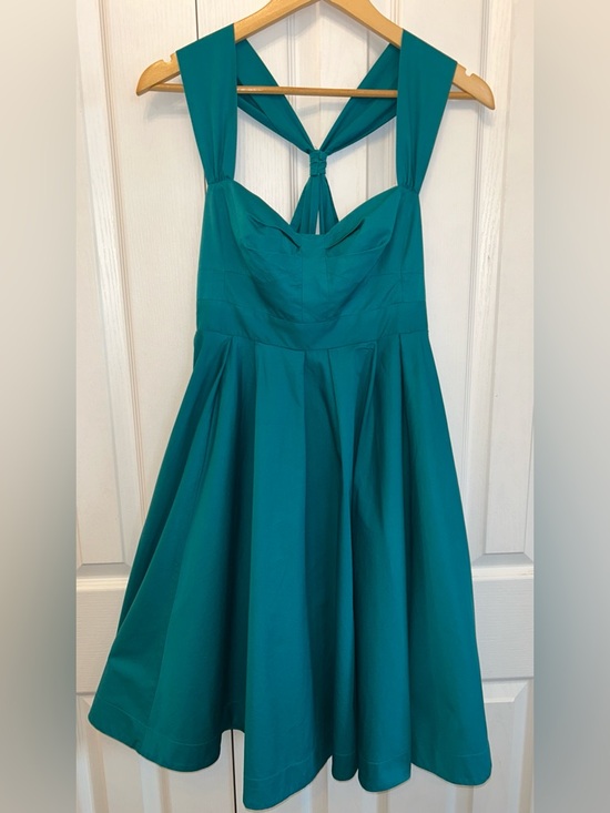 French Connection Dresses & Skirts - French Connection Teal Rockabilly Fit & Flare Dress Sz 8 Halter Pleated Bodice